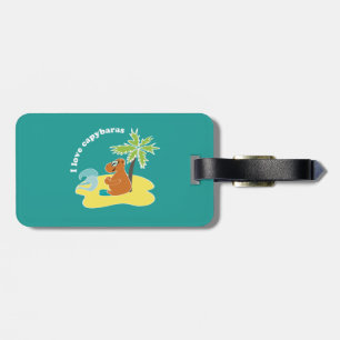 Étiquette À Bagage J'aime l'art de plage tropical des capybaras