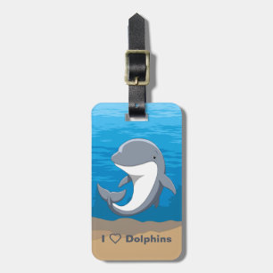 Étiquette À Bagage J'aime le Bottlenose mignon de dauphins