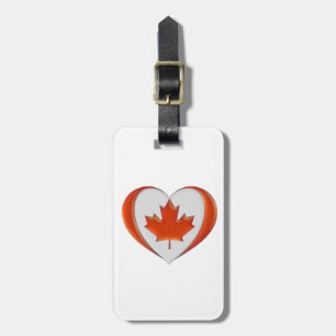 Étiquette À Bagage J'aime le drapeau du cœur du Canada Feuille d'érab