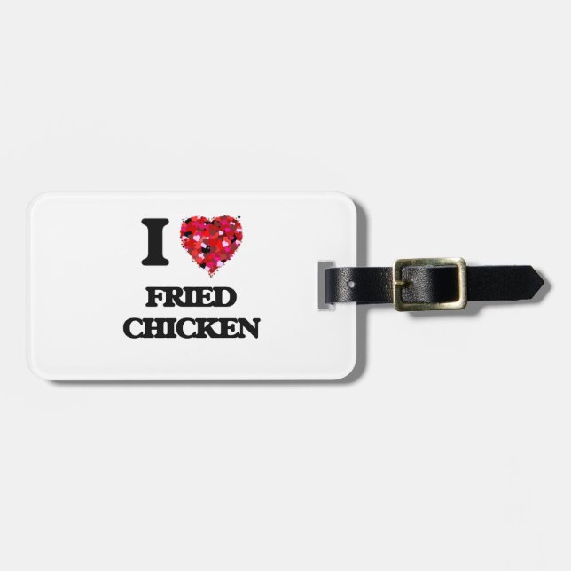 Étiquette À Bagage J'aime le poulet frit (Devant horizontal)