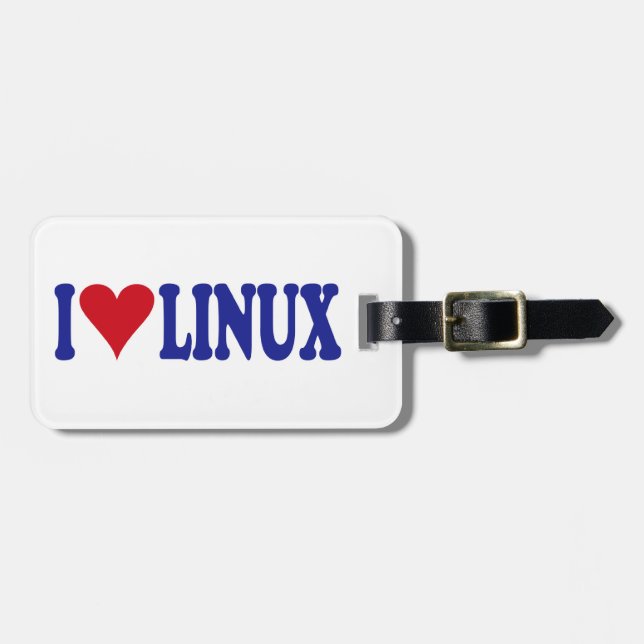 Étiquette À Bagage J'aime Linux (Devant horizontal)