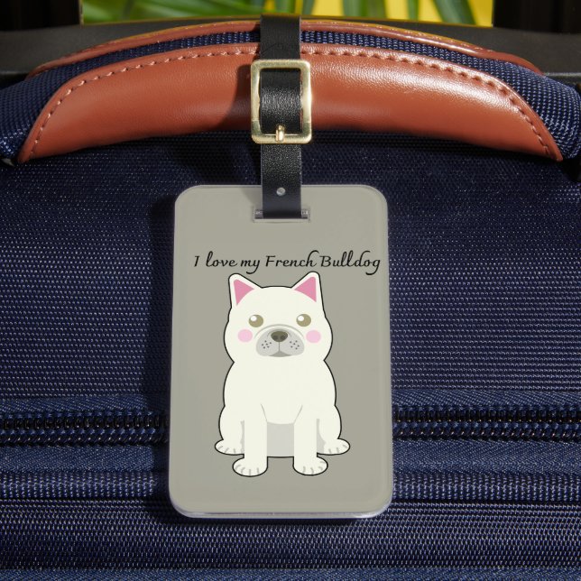 Étiquette À Bagage J'aime mon Bouledogue Français (Insitu Rectoal 2)