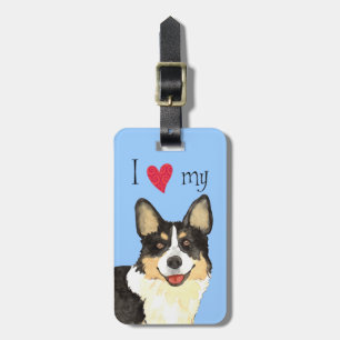 Étiquette À Bagage J'aime mon Corgi gallois de Cardigan