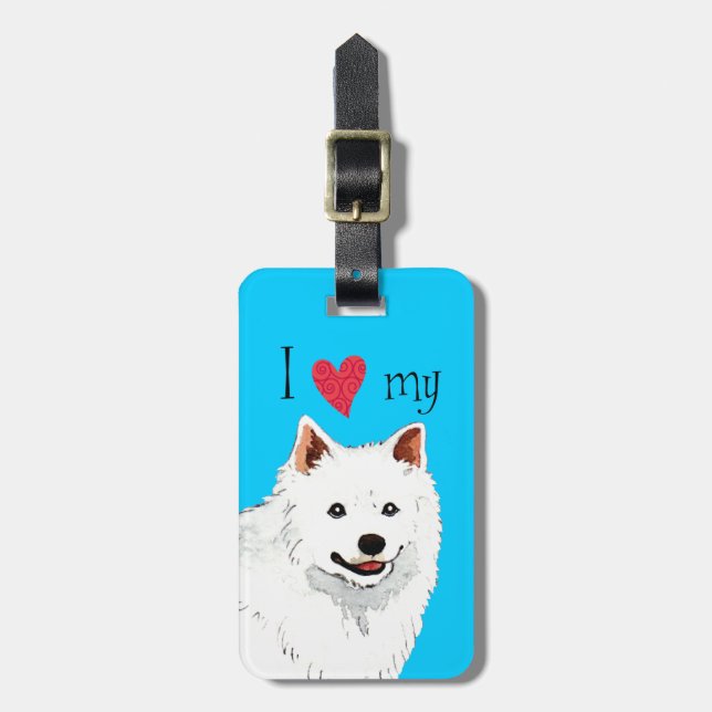 Étiquette À Bagage J'aime mon Eskie (Devant Vertical)