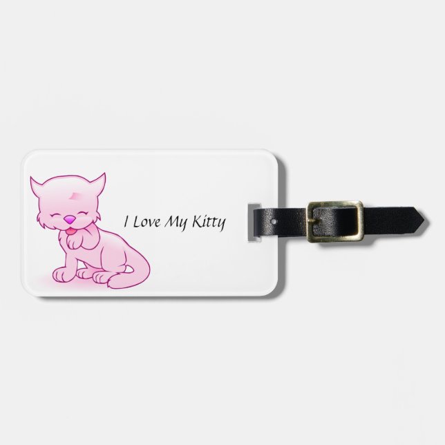 Étiquette À Bagage J'aime mon étiquette de bagage de Kitty avec le (Devant horizontal)