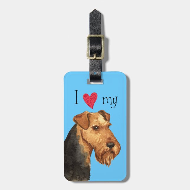 Étiquette À Bagage J'aime mon gallois Terrier (Devant Vertical)