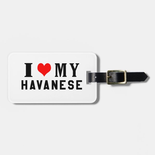 Étiquette À Bagage J'aime mon Havanese (Devant horizontal)