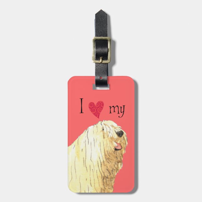 Étiquette À Bagage J'aime mon Komondor (Devant Vertical)