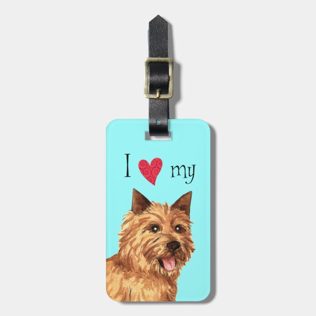 Étiquette À Bagage J'aime mon Norwich Terrier (Devant Vertical)