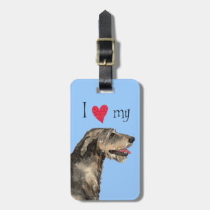 Étiquette À Bagage J'aime mon Wolfhound irlandais