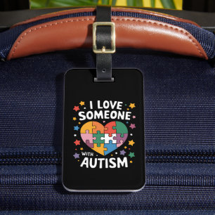 Étiquette À Bagage J'Aime Quelqu'Un Avec Autisme Sensibilisation Auti