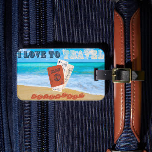 Étiquette À Bagage J'Aime Voyager Personnalisé