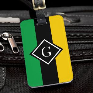 Étiquette À Bagage Jamaïque Green Black & Gold Jamaican Initial