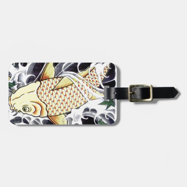 Étiquette À Bagage Japon Tattoo Koi Poisson Design (Devant horizontal)