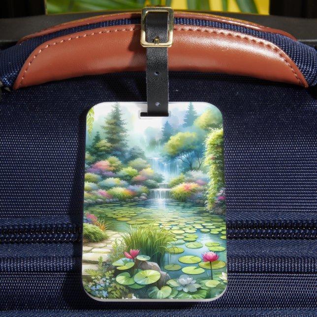 Étiquette À Bagage Jardin de cascade enchanté Étang de nénuphars (Insitu Rectoal 2)