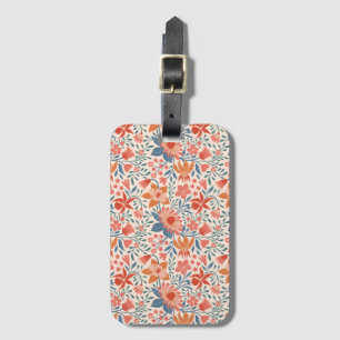 Étiquette À Bagage Jardin de corail et de sarcelle sur fond beige dou