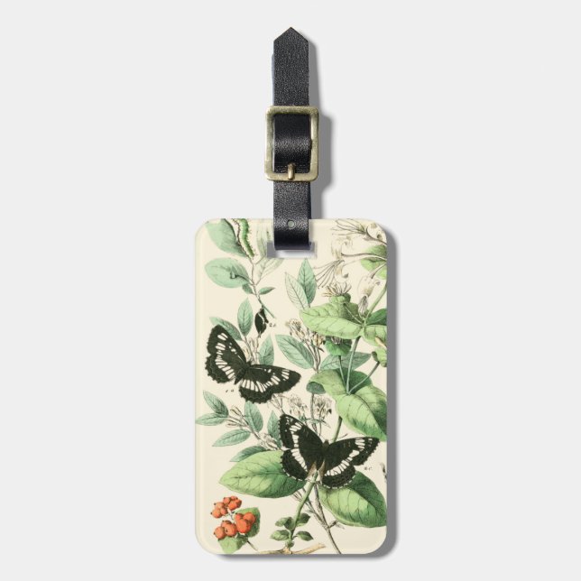Étiquette À Bagage Jardin des papillons et des fleurs (Devant Vertical)