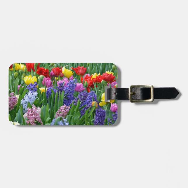 Étiquette À Bagage Jardin fleuri coloré (Devant horizontal)