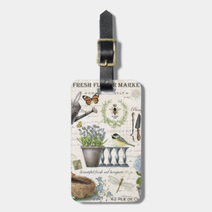 Étiquette À Bagage Jardin fleuri Vintage