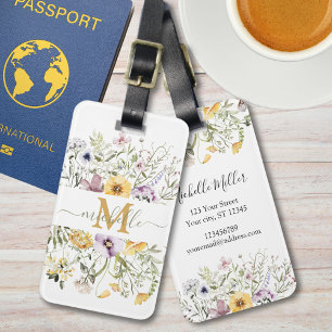 Étiquette À Bagage Jardin Floral Élégant de Fleurs Sauvages aux Coule