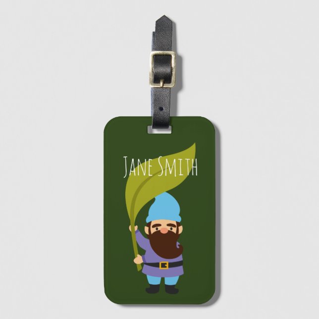 Étiquette À Bagage Jardin gnome joli thème de jardinage (Devant Vertical)