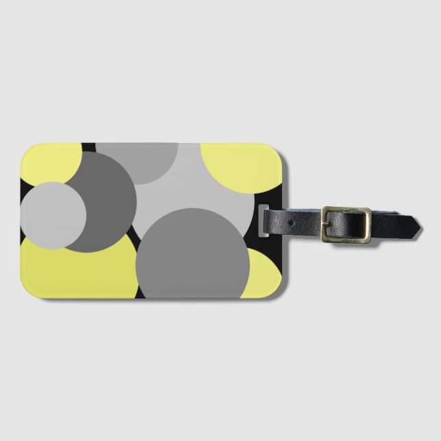 Étiquette À Bagage Jaune avec Pois gris (Devant Horizontal)