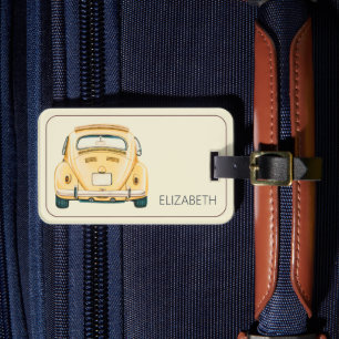 Étiquette À Bagage Jaune Buggy Bug Voiture Vintage Classique Personna