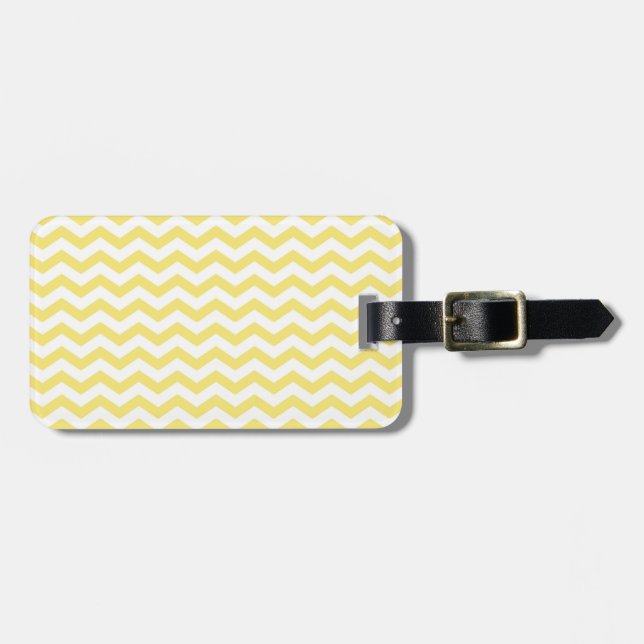 Étiquette À Bagage Jaune citron et motif chevron blanc (Devant horizontal)