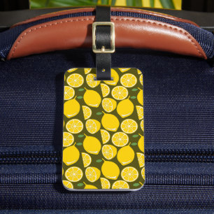 Étiquette À Bagage Jaune Citron Moderne Amusant Mignon