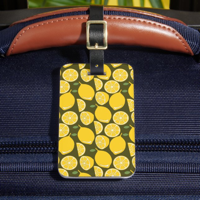 Étiquette À Bagage Jaune Citron Moderne Amusant Mignon (Insitu Rectoal 2)