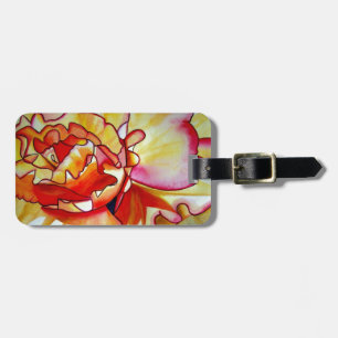 Étiquette À Bagage Jaune de la fleur de Begonia aquarelle art origina