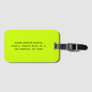 Étiquette À Bagage Jaune néon et noir minimaliste moderne