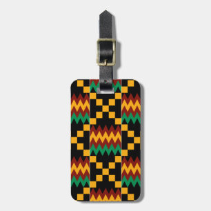 Étiquette À Bagage Jaune, Vert, Rouge, Tissu Kente Noir