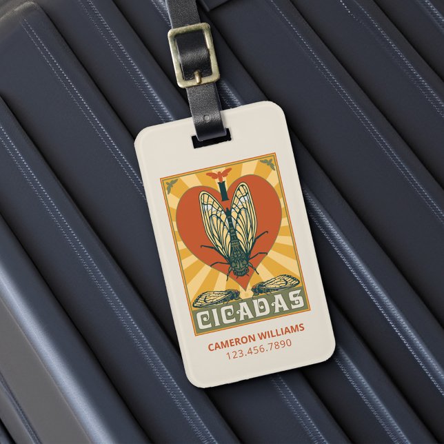 Étiquette À Bagage Je Coeur Cicadas (Luggage tag on luggage)