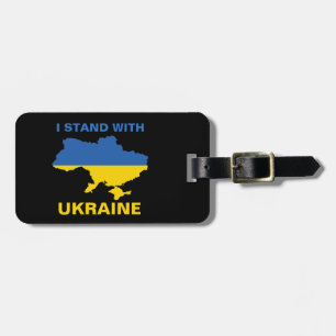 Étiquette À Bagage Je me tiens avec l'Ukraine drapeau et carte ukrain