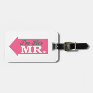 Étiquette À Bagage Je suis Son Mr. (Hot Pink Arrow)