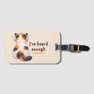 Étiquette À Bagage "J'en ai entendu assez" Chat portant un casque