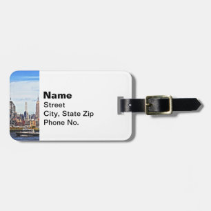 Étiquette À Bagage Jersey City NJ - Bateau de la Police près de l'hor