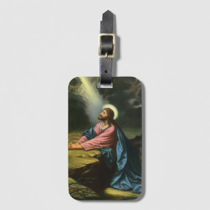 Étiquette À Bagage Jésus-Christ vintage priant, jardin de Gethsémani