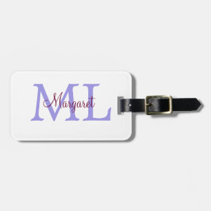 Étiquette À Bagage jeté simple minimal ajouter nom monogramme rose ro