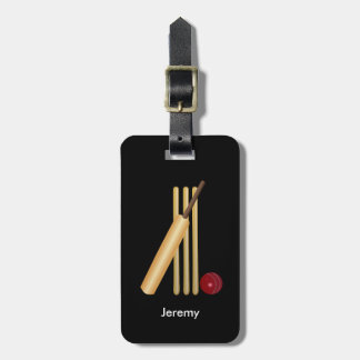 Étiquette À Bagage Jeu de cricket, texte personnalisable