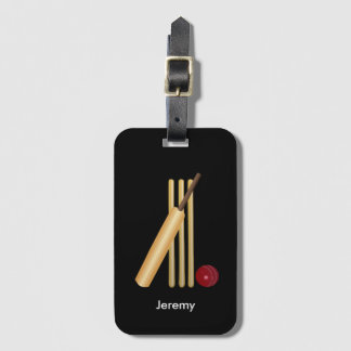 Étiquette À Bagage Jeu de cricket, texte personnalisable Balise de ba
