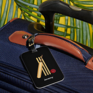 Étiquette À Bagage Jeu de cricket, texte personnalisable Balise de ba