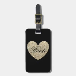 Étiquette À Bagage Jeune mariée de coeur de parties scintillantes de