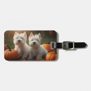 Étiquette À Bagage Jeune Terrier West Highland White Automne Citrouil