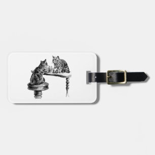 Étiquette À Bagage Jeux de société : Deux chats jouant à un match d'é