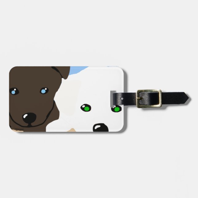 Étiquette À Bagage Joli cadeau brun et blanc de marionnettes du Labra (Devant horizontal)