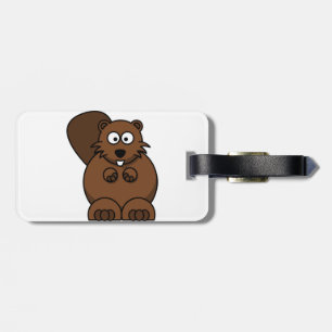 Étiquette À Bagage Joli castor de dessin animé, drôle animal de la fo