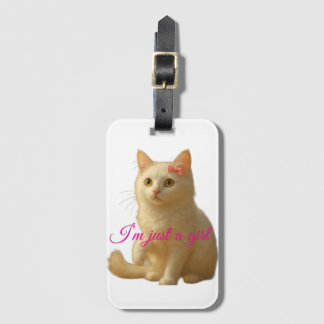 Étiquette À Bagage Joli Chat "Je Suis Juste Une Fille" Citation Perso