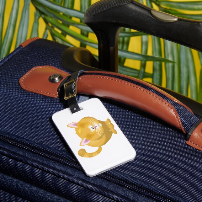 Étiquette À Bagage Joli chat roux rond tigré (Insitu Rectoal 1)